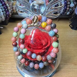 Alashan Agate Colorful 7.7MM Beaded Bracelet Natural Color Quartz Crystal 13”